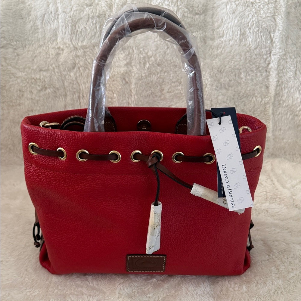 NEW Dooney & Bourke Red Pebble Leather Tote